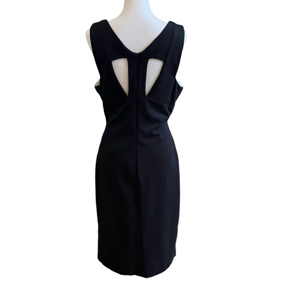 Julia Jordan Dress Size 14 Black White Stripe Knit Sheath Cut Out Back Zipper - Picture 6 of 14